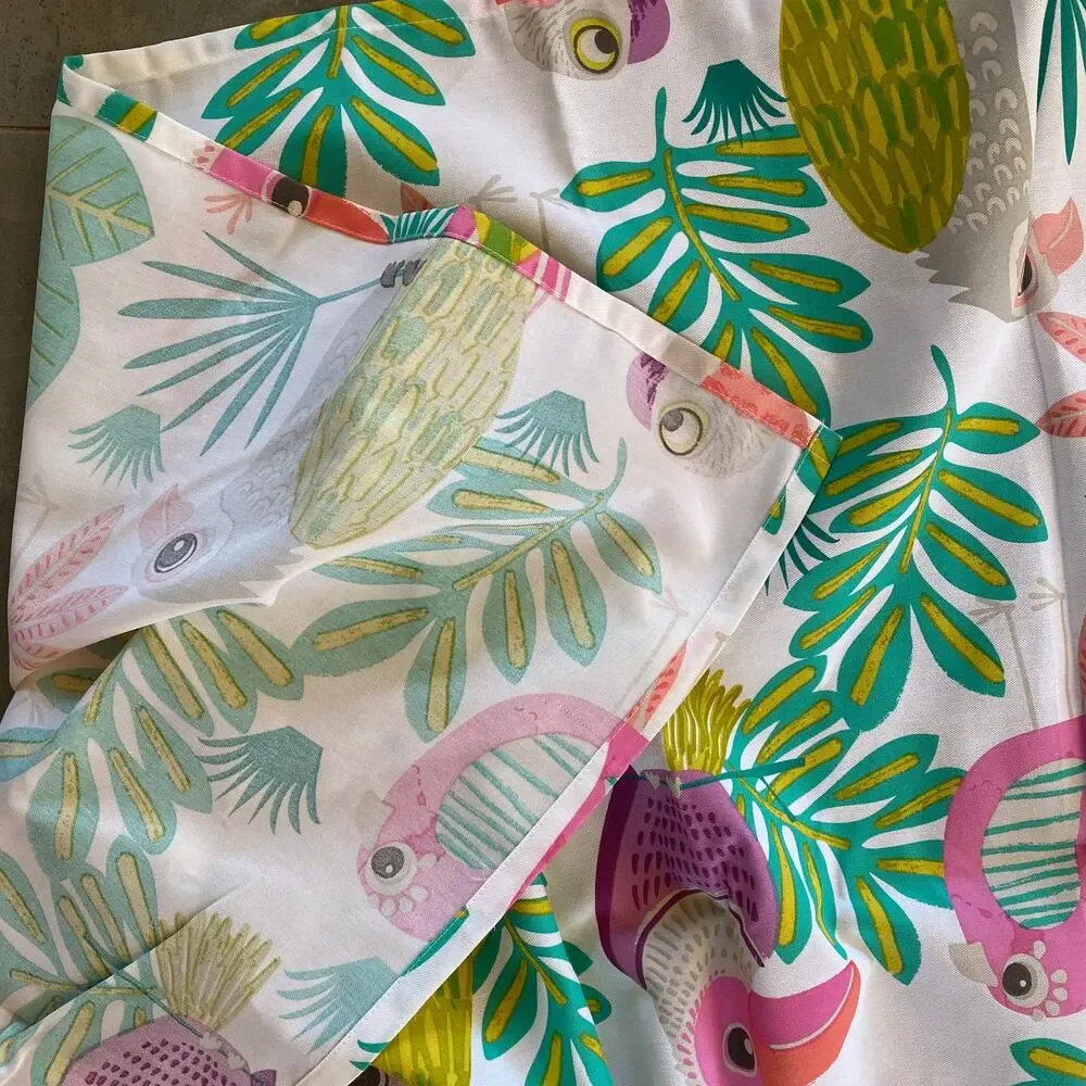 Pillowfort Shower Curtain Neon Bright‎ Tropical Birds in Foliage